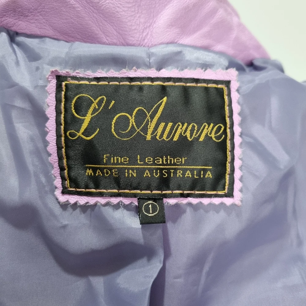 L'Aurore Purple Leather Moto Jacket Vintage 90s Made in Australia Size XS-S - Picture 6 of 11